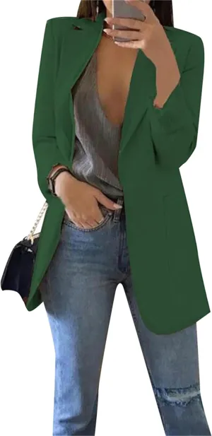 Women's Casual Lapel Jackets Long Sleeve Blazers with Pockets Basic Open Front Suits