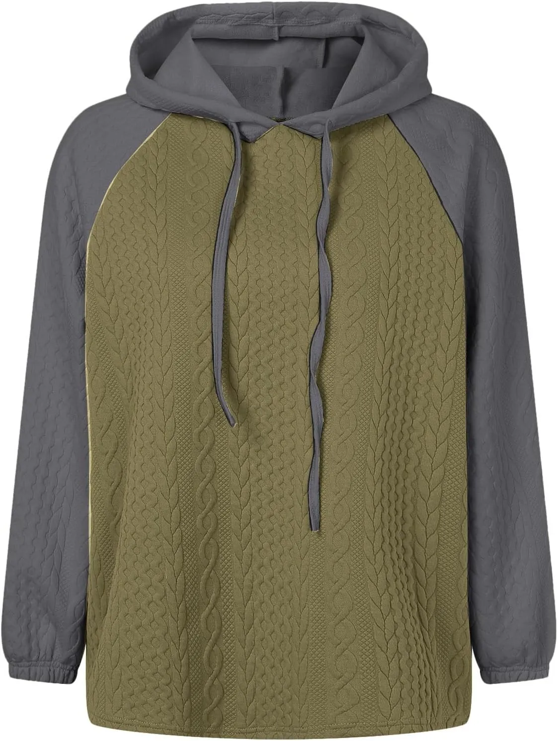 Women's Casual Oversized Hoodies Color Block Long Sleeve Sweatshirt Drawstring Hooded Pullover Top
