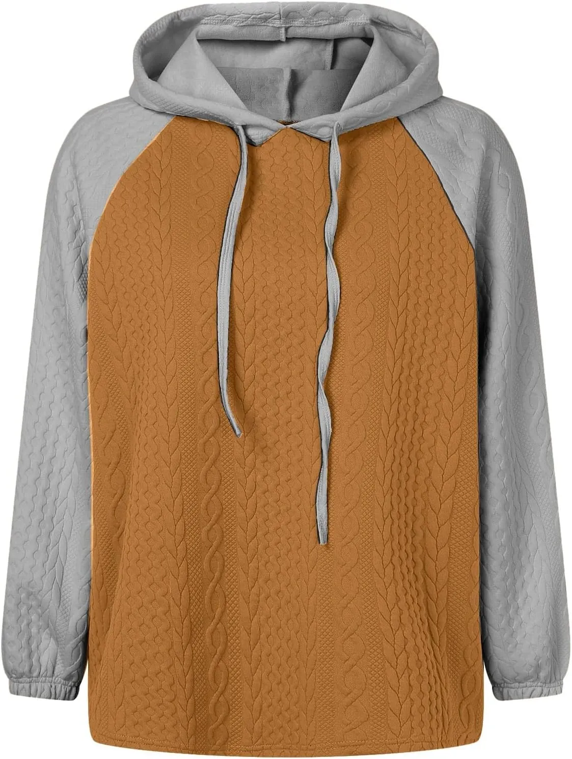 Women's Casual Oversized Hoodies Color Block Long Sleeve Sweatshirt Drawstring Hooded Pullover Top