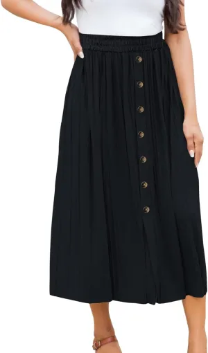 Women's Elastic Waist Skirts Party Shiny Accordion Pleated Midi Skirt Denim Skirts for Women Pleated Cheer Skirt