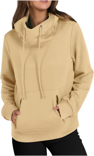 Women's Fashion Hoodies & Sweatshirts 2024 Long Sleeve Cowl Neck Fall Oversized Sweatshirt Cute Teen Girls Outfits
