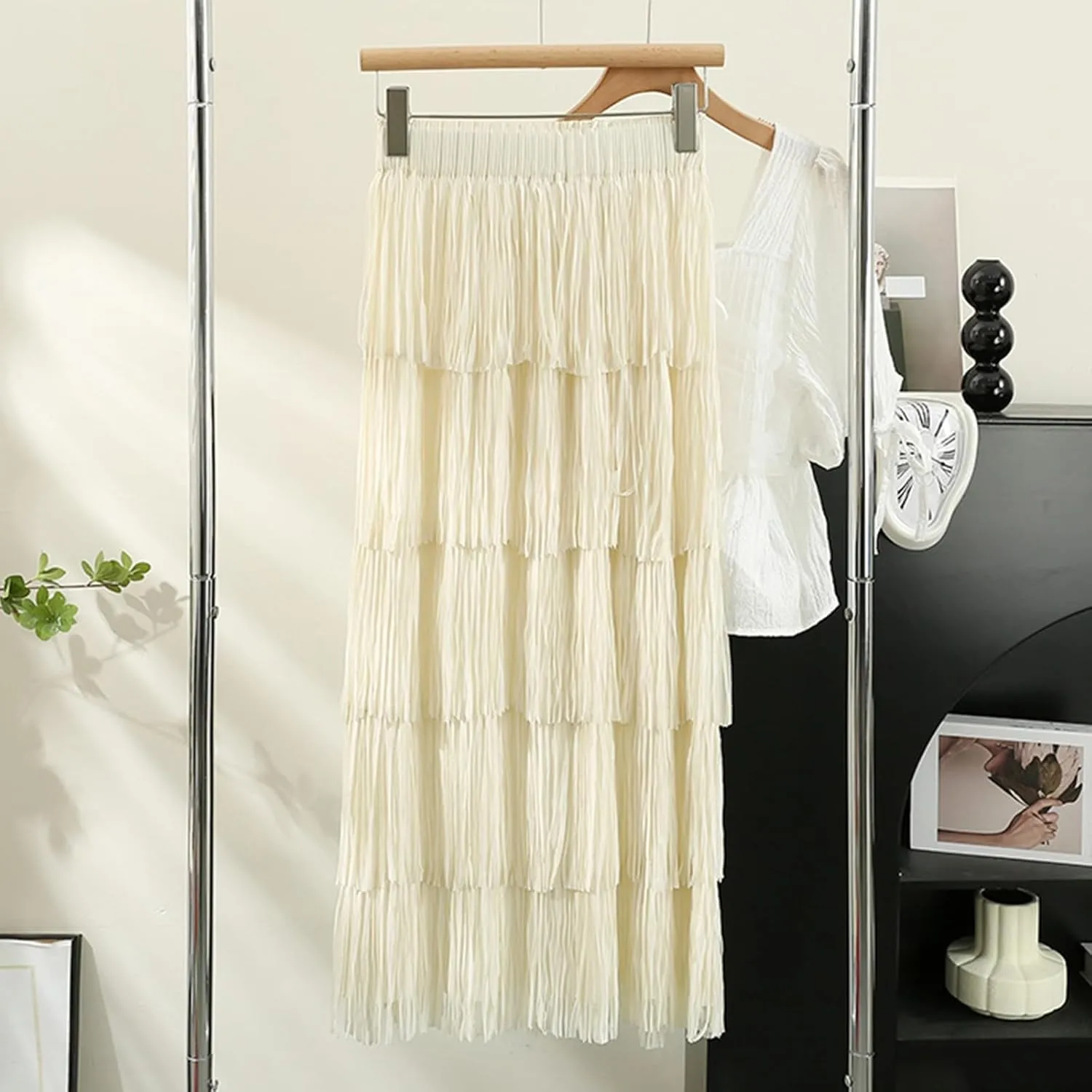 Women's Fringe High Waist Pencil Bodycon Skirts, Sexy Elegant Tassel Long Midi Skirt Summer Party Dance Skirts