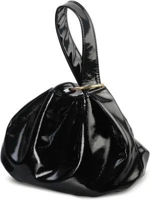 Women's Glossy Clutch Patent Vegan Leather Hobo Top Handle Bag Small Tote