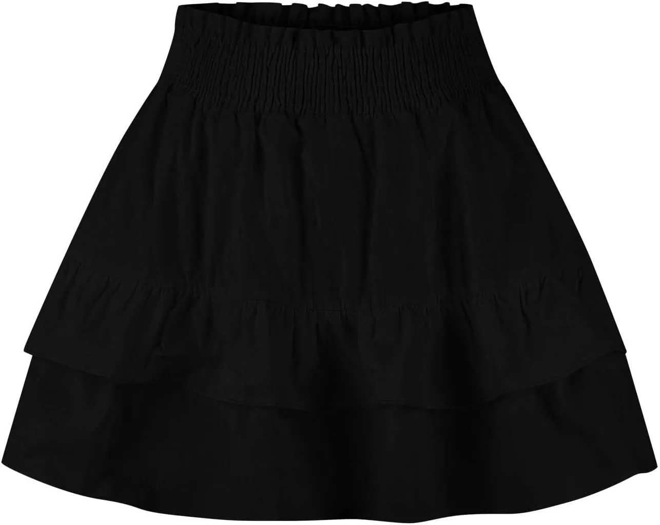 Women's High Waist Cotton Mini Skirts Flowy Ruffle Casual A-Line Short Skirt Summer Layered Pleated Beach Skirt