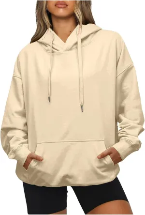 Women's Hoodie Sweatshirts Drawstring Casual Long Sleeve Hooded Pullover Sweatshirts with Pockets
