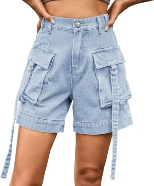 Womens Jean Shorts Mid Rise Stretchy 5 Inch Inseam Stretchy Denim Short Pants Casual Summer Lounge Jean Bike Shorts