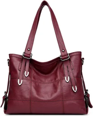 Womens Leather Top Handle Satchel Purse, Tote Handbag Large Capacity Shoulder Bag