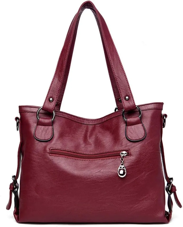 Womens Leather Top Handle Satchel Purse, Tote Handbag Large Capacity Shoulder Bag
