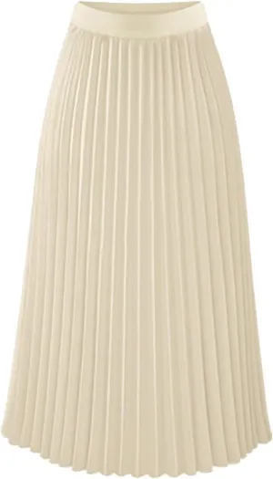 Women's Maxi Skirts Pleated Elegant A-Line Skirts Solid Color Lounge Baggy Long Skirts High Waisted Skirt 2025