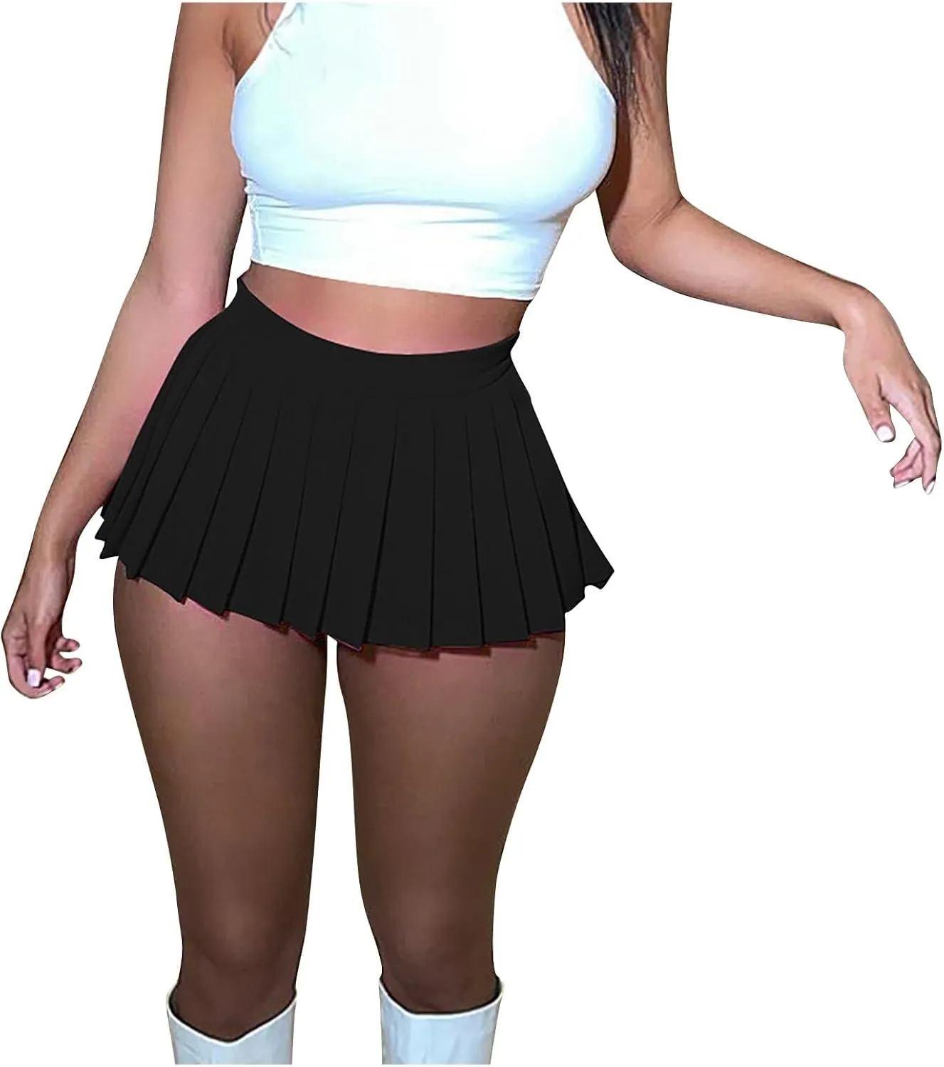Women's Mini Pleated Skirts Sexy Clubwear High Wiast Stretchy Tennis Skater A-line Skirt Y2k Aesthetic Clothes