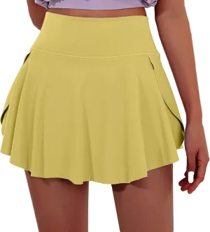 Women's Mini Skirts Tennis Tummy Control Ruffled Pleated Short Dress Summer Solid Color High Waisted Workout Yoga Golf Skorts