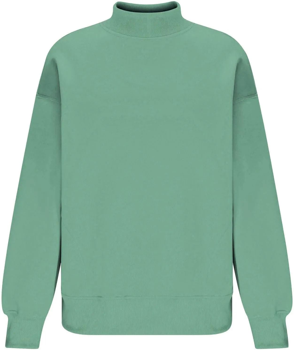 Womens Mock Neck Oversized Sweatshirts with Pockets Fleece Tops Pullover No Hood Sweater for Cold Freezing Weather
