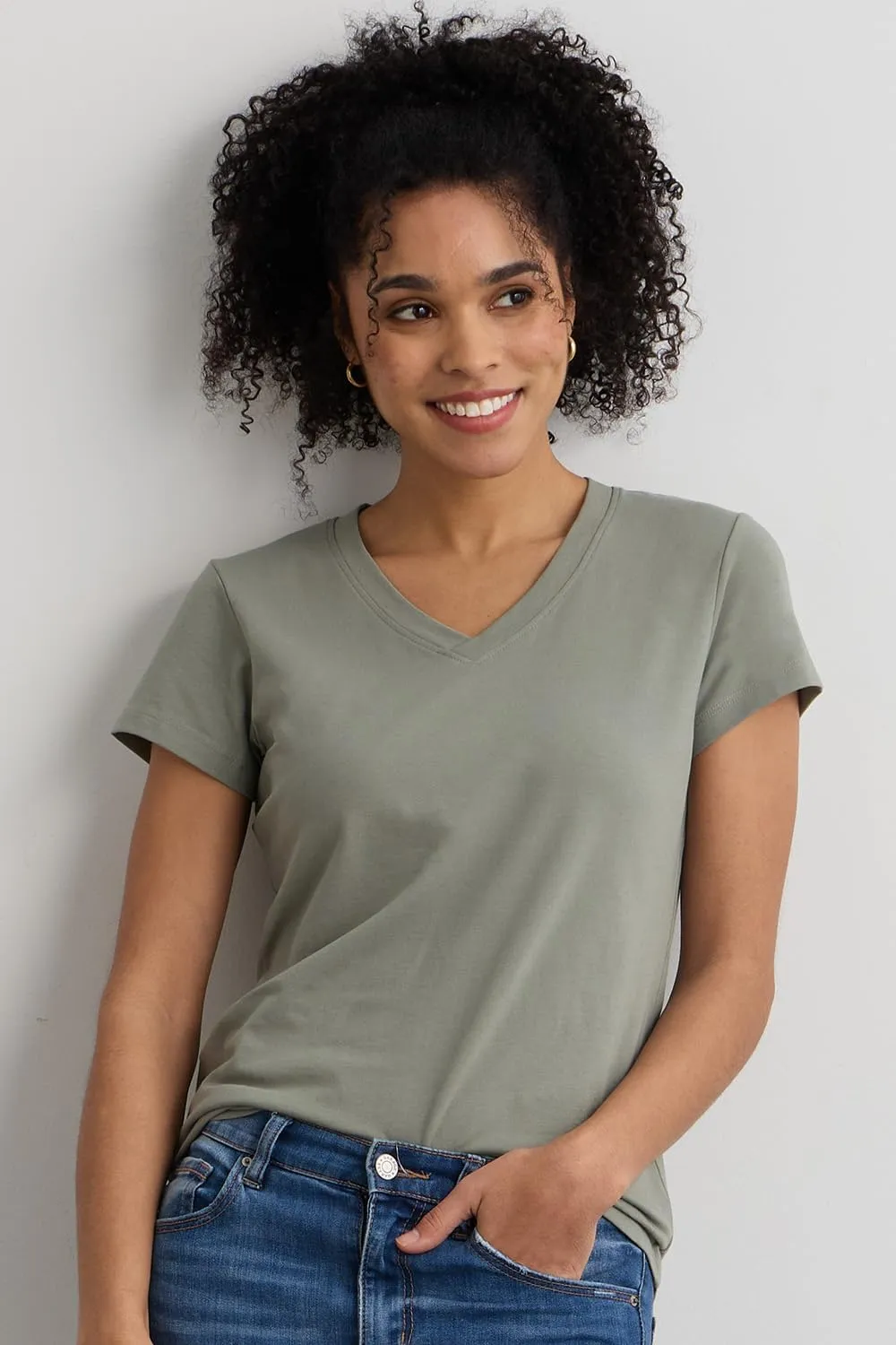 Women's Organic Pima Cotton Short Sleeve V-Neck T-Shirt