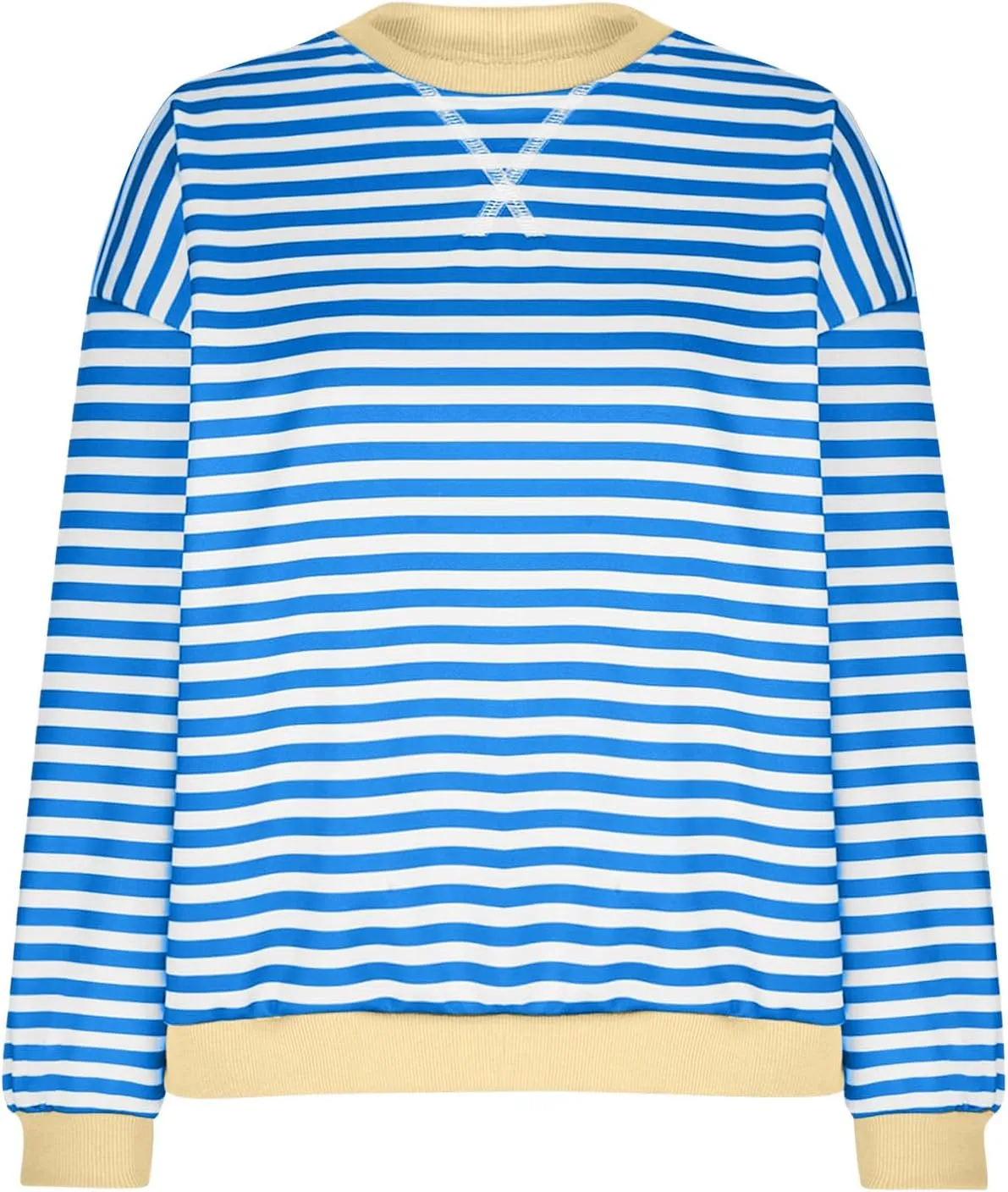 Womens Oversized Sweatshirt Long Sleeve Striped Sweatshirts Loose Fit Pullover Top Fashion Y2k Clothes Fall Outfits