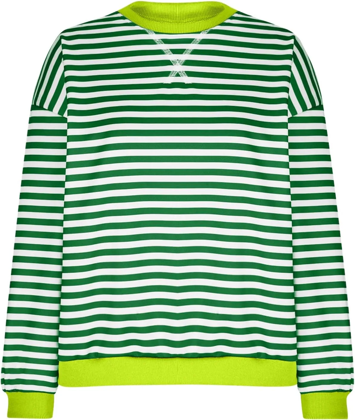 Womens Oversized Sweatshirt Long Sleeve Striped Sweatshirts Loose Fit Pullover Top Fashion Y2k Clothes Fall Outfits