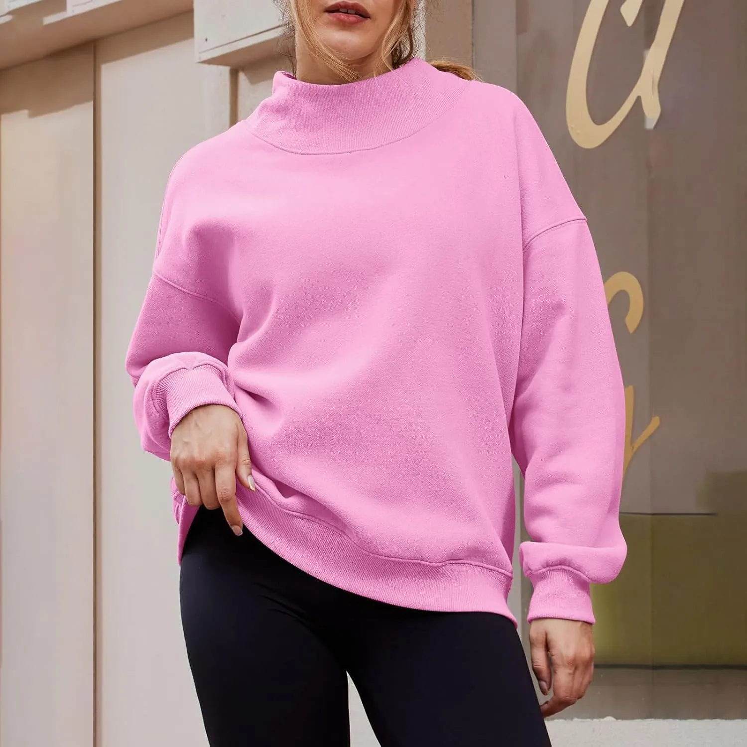Womens Oversized Sweatshirts Turtleneck Pullover Long Sleeve Hoodies Tops Fall Outfits Cute Sweater Tops