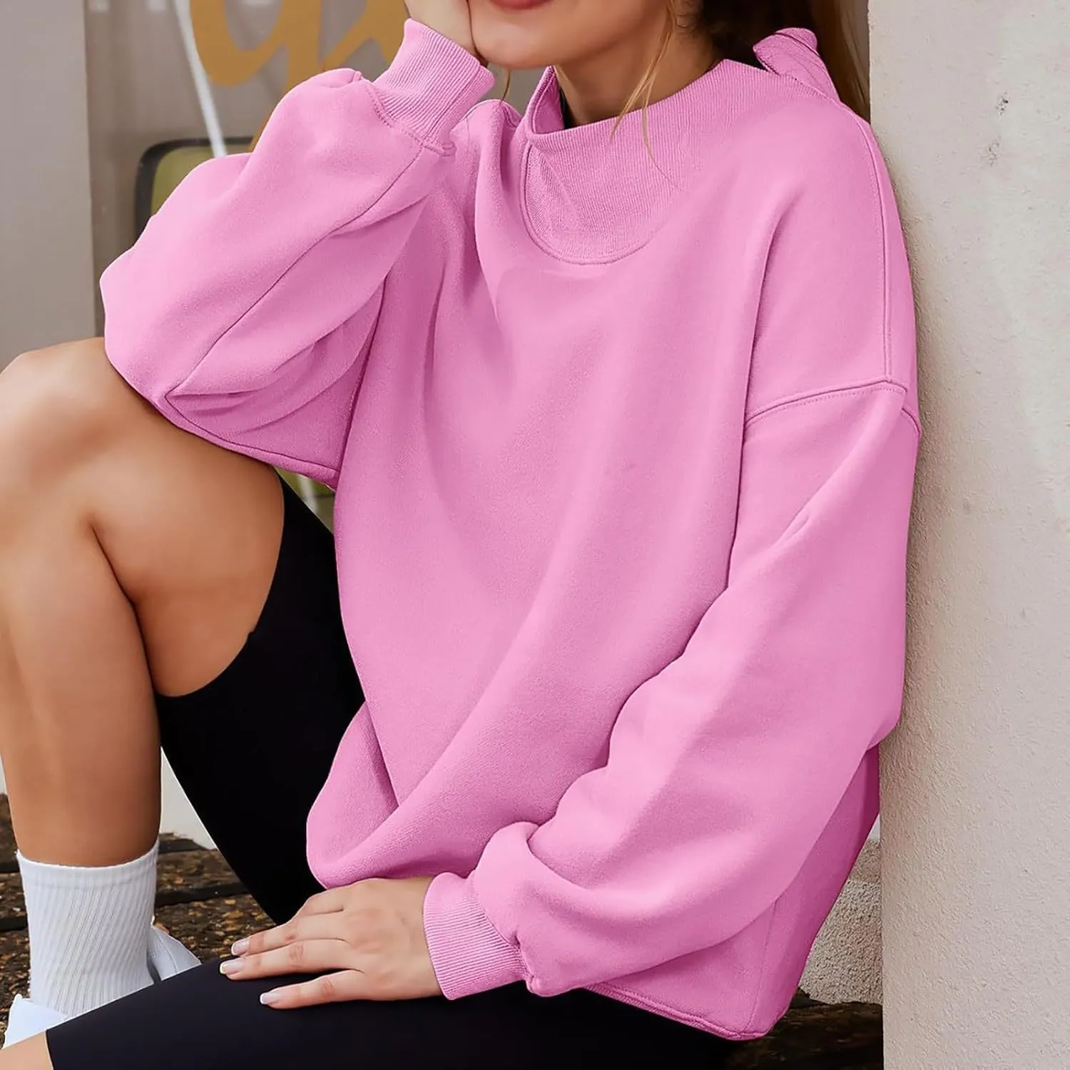 Womens Oversized Sweatshirts Turtleneck Pullover Long Sleeve Hoodies Tops Fall Outfits Cute Sweater Tops