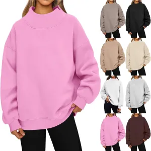 Womens Oversized Sweatshirts Turtleneck Pullover Long Sleeve Hoodies Tops Fall Outfits Cute Sweater Tops