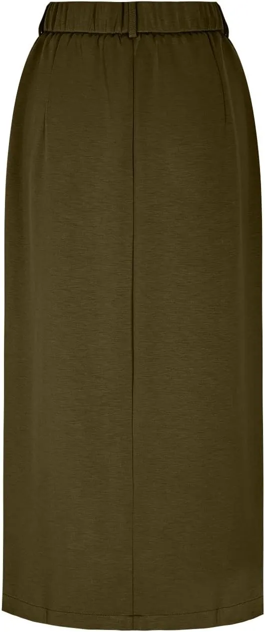 Women's Pencil Skirts Mid Long High Waist A line Midi Skirt Split Hem Skirts for Ladies Office Business Work Dress