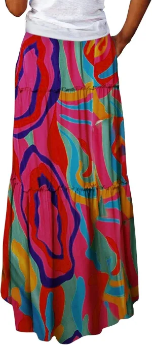 Womens Pleated A-Line Elastic High Waist Maxi Skirt 2025 Summer Casual Trendy Flowy Swing Boho Long Beach Dress
