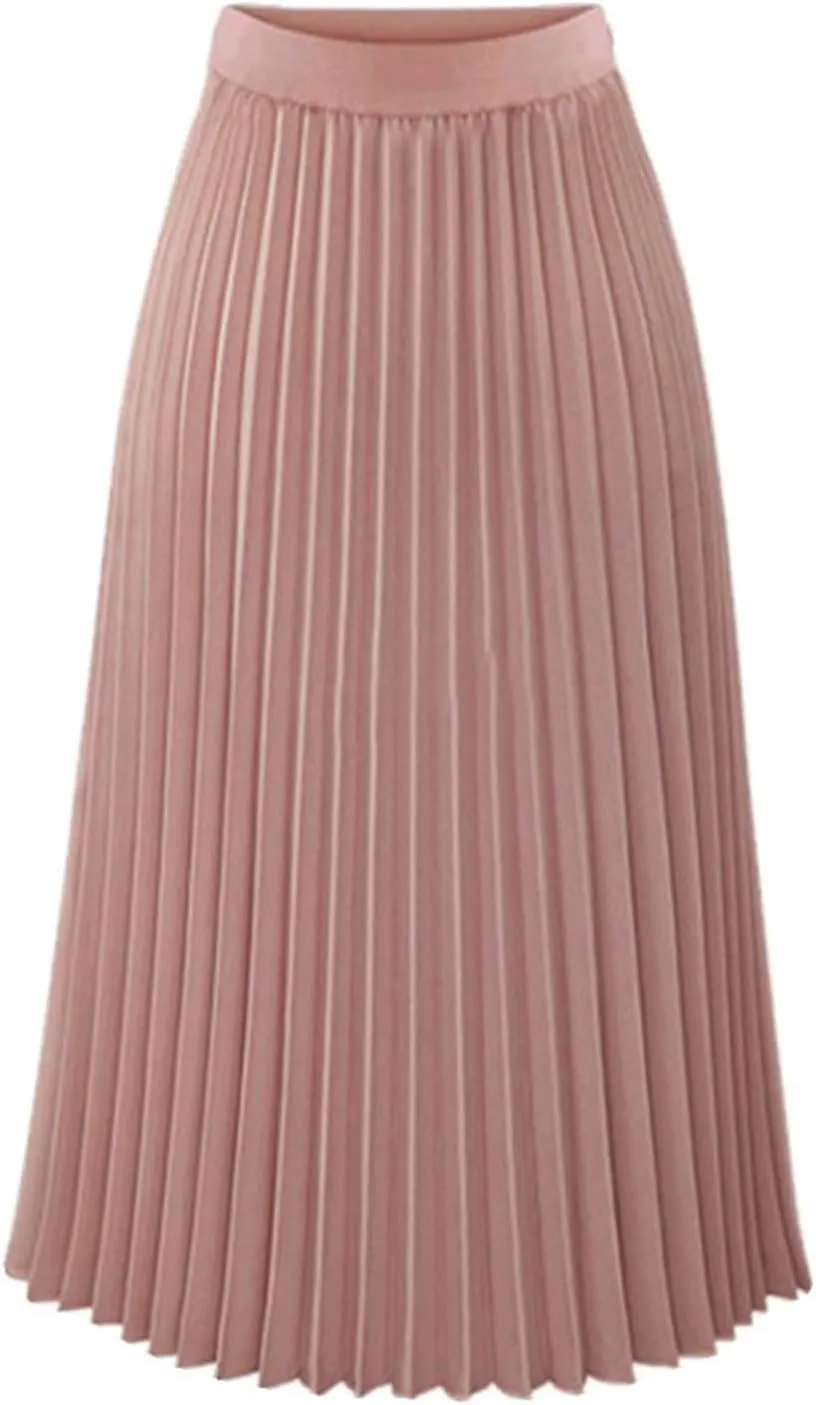 Womens Pleated Long Skirts A Linen High Waisted Swing Flare Midi Skirt Flowy Plus Size Summer Beach Boho Dress