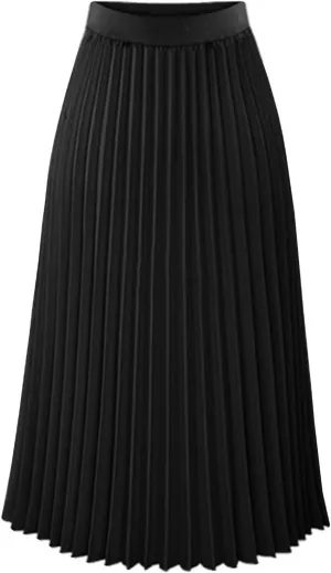 Womens Pleated Long Skirts A Linen High Waisted Swing Flare Midi Skirt Flowy Plus Size Summer Beach Boho Dress