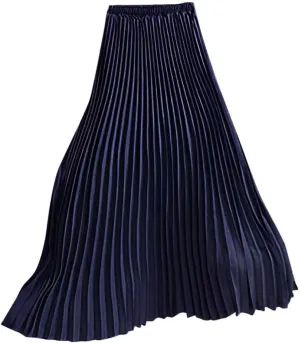 Women's Pleated Midi Skirt Womens Elastic Waist Solid Elegant Skirt Womens Plaid Skirts for Women Midi Skirts