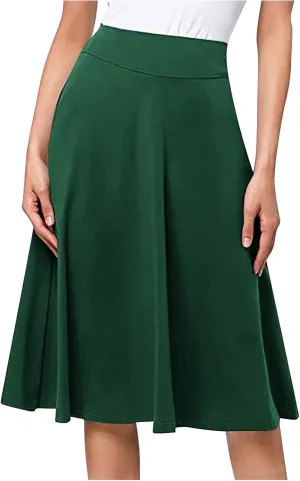 Women's Pleated Midi Skirts High Waist Flare A Line Plus Size Skirt Vintage 2025 Trendy Business Dress