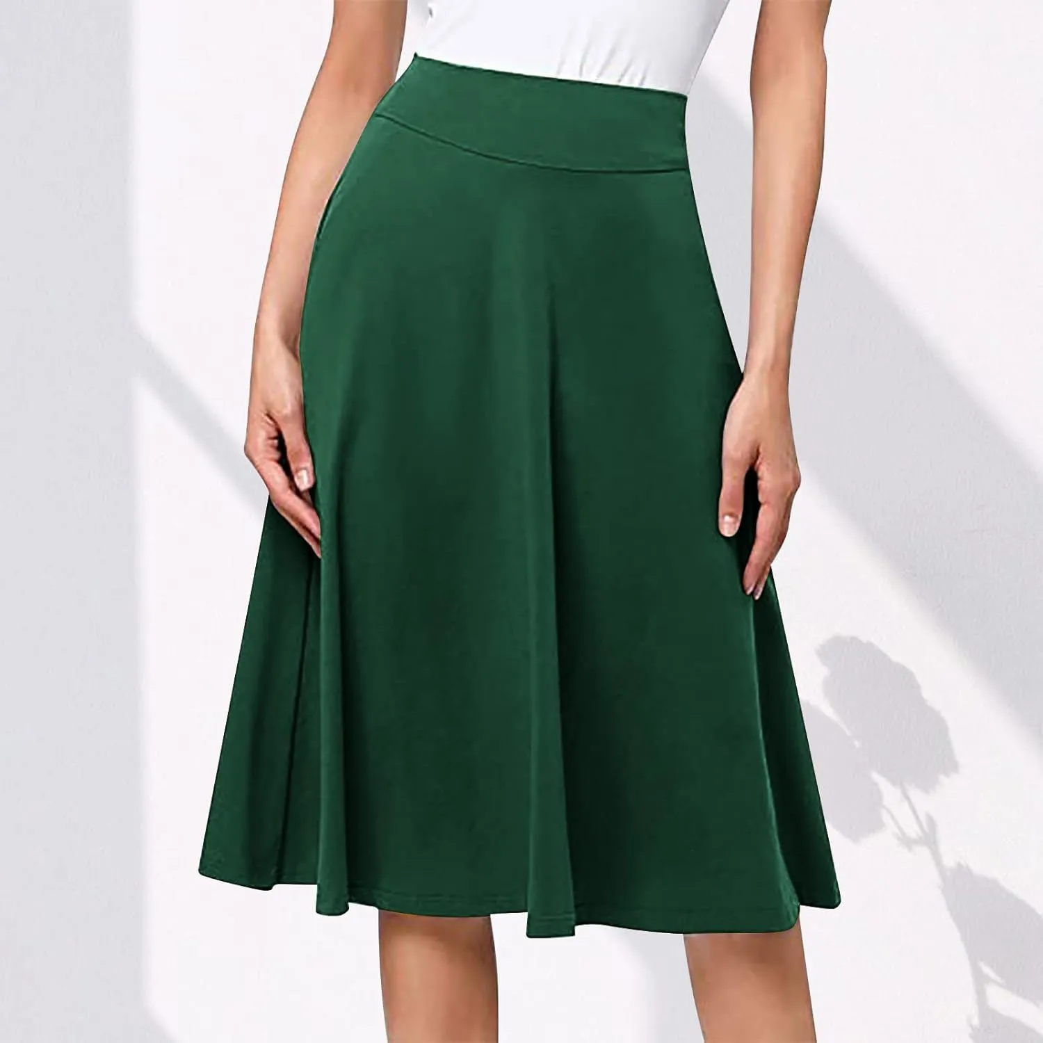 Women's Pleated Midi Skirts High Waist Flare A Line Plus Size Skirt Vintage 2025 Trendy Business Dress