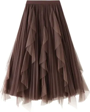 Women's Pleated Skirt Summer Long Beach Skirt Party Skirt Ladies High Waist Pleated A-Line Midi Skirt