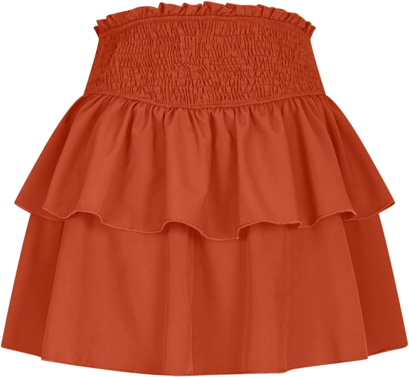Women's Pleated Skirts High Waisted Layered Ruffle Curvy Hem Tiered Skirt Solid Color Sports Running Skirts