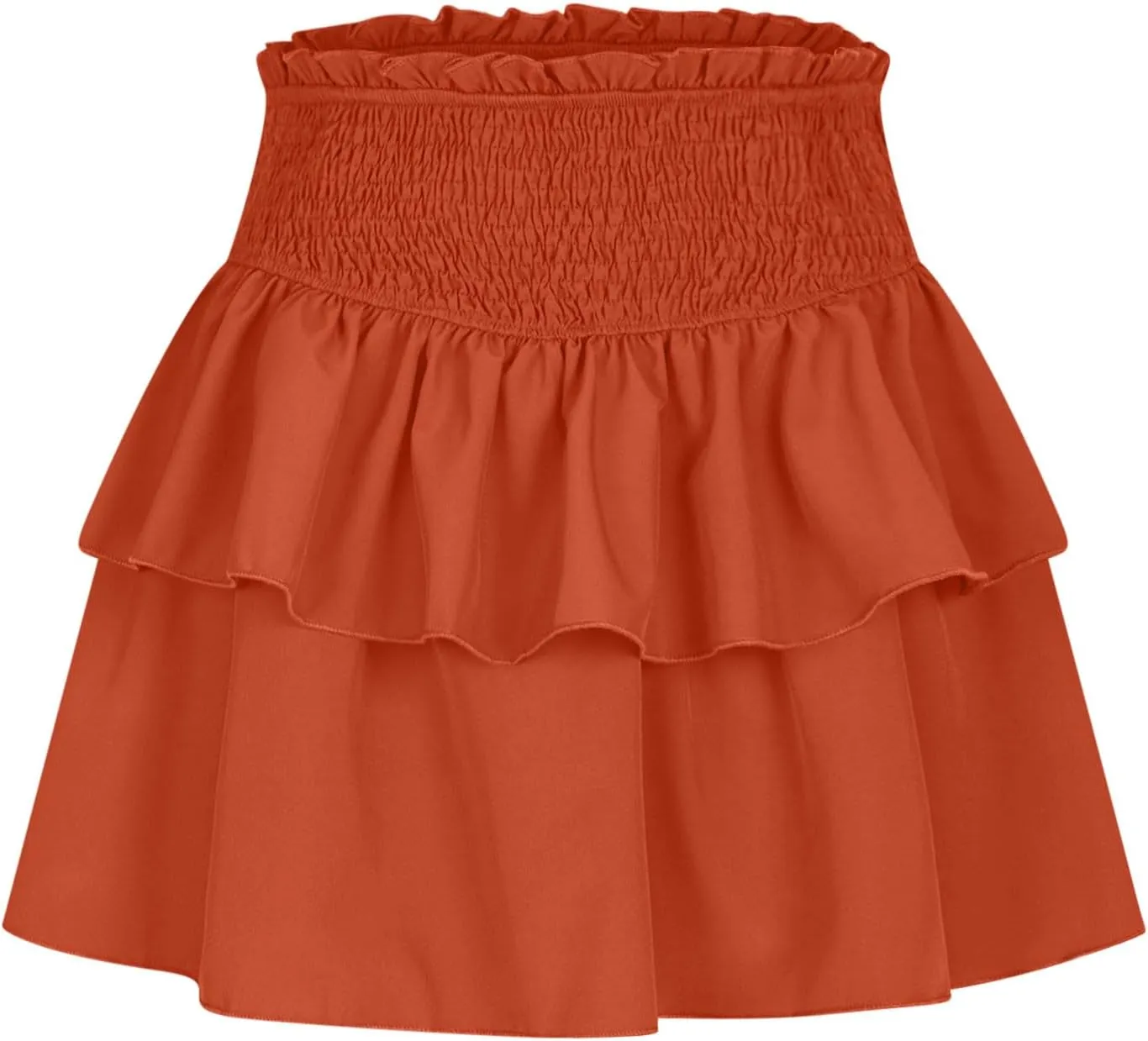 Women's Pleated Skirts High Waisted Layered Ruffle Curvy Hem Tiered Skirt Solid Color Sports Running Skirts