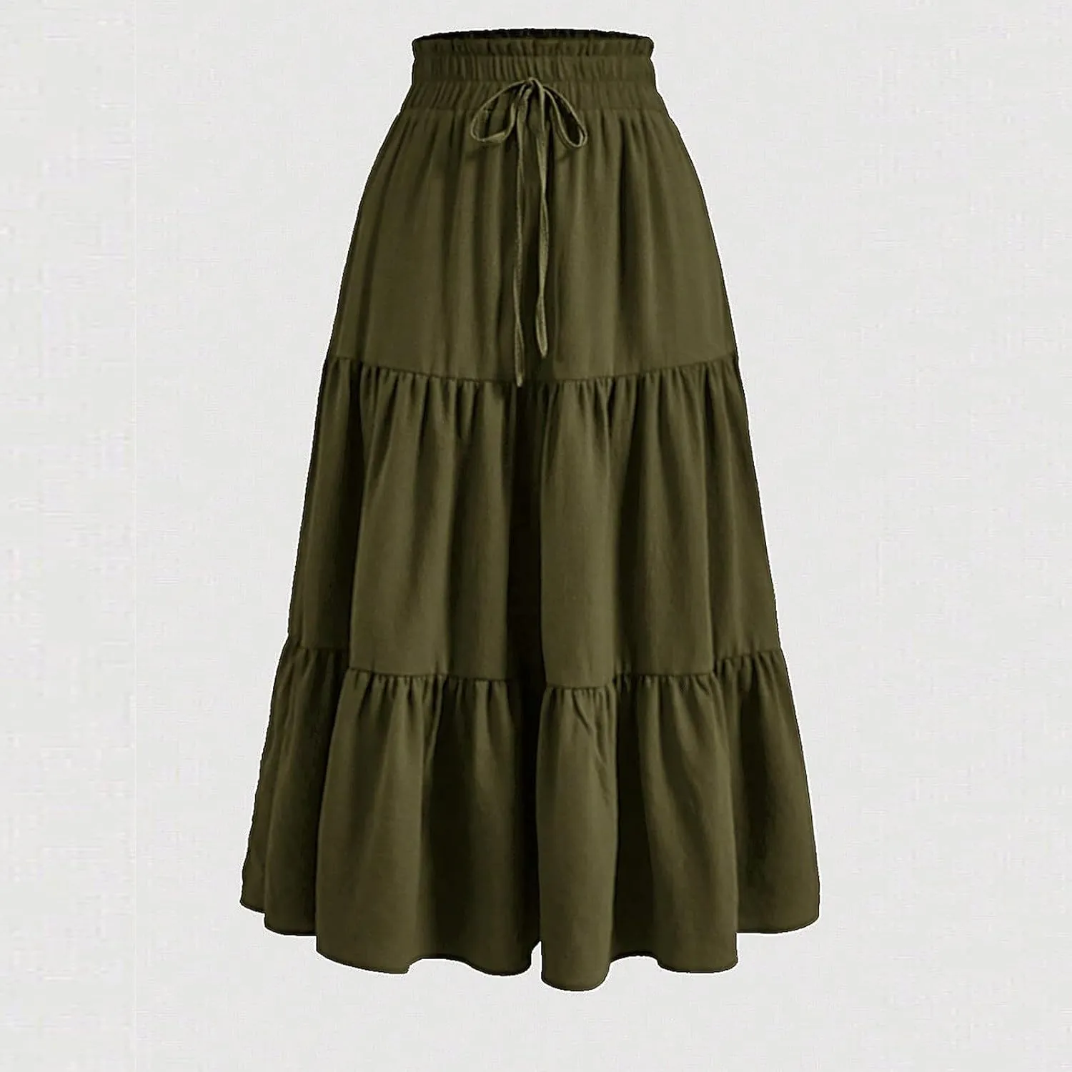 Women's Pleated Skirts Summer Casual Loose Trendy Elastic Waist Floral Print Bohemian Sun A-Line Maxi Skirt, S-XL