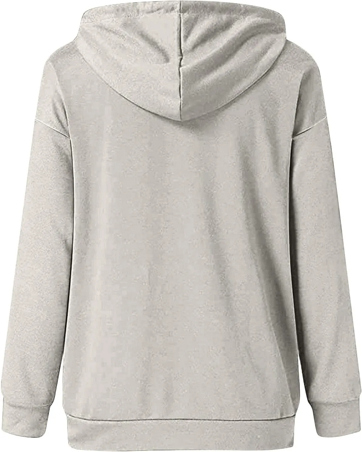 Womens Plus Size Hooded Tops Button-Up Collar Drawstring Hoodies Pullover Casual Solid Long Sleeve Sweatshirts