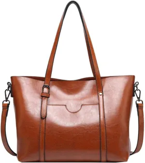 Womens PU Leather Handbag Top Handle Tote Shoulder Hobo Bag Satchel Purse