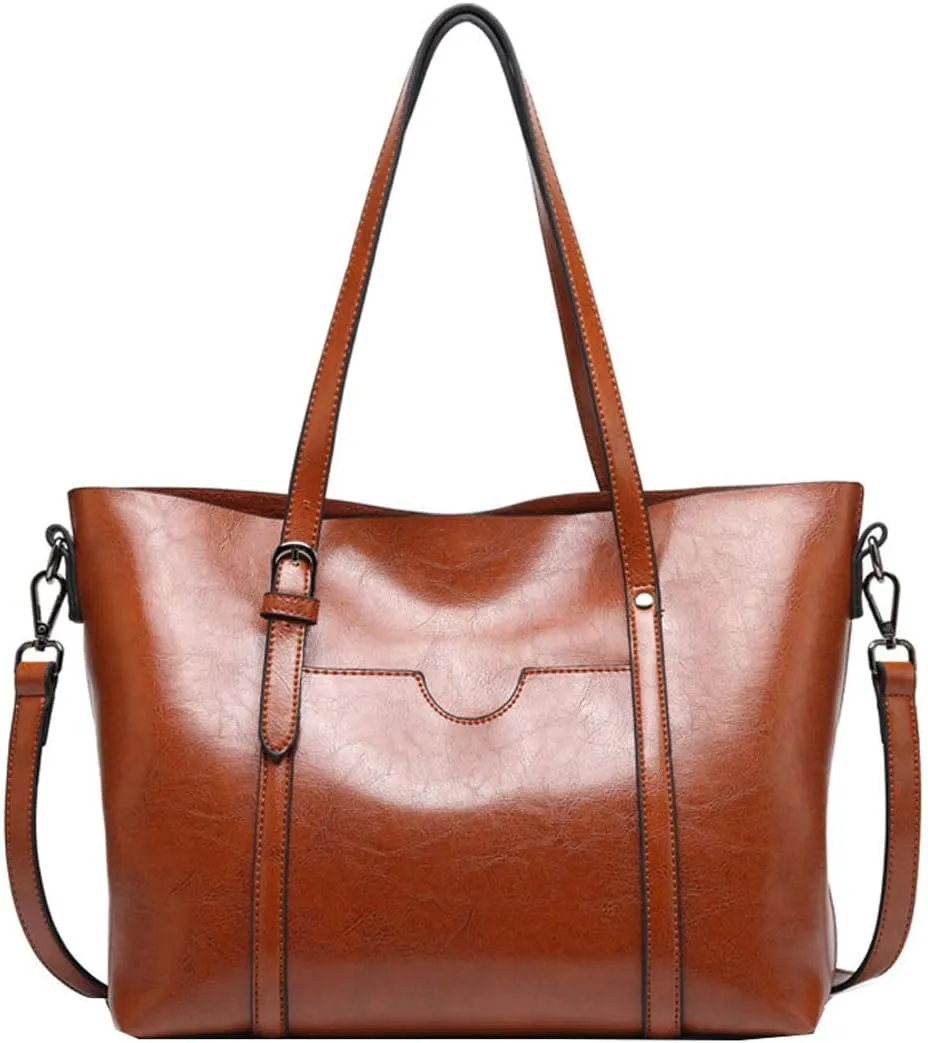 Womens PU Leather Handbag Top Handle Tote Shoulder Hobo Bag Satchel Purse