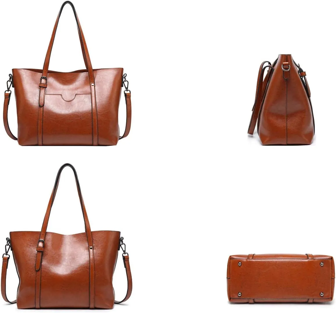Womens PU Leather Handbag Top Handle Tote Shoulder Hobo Bag Satchel Purse