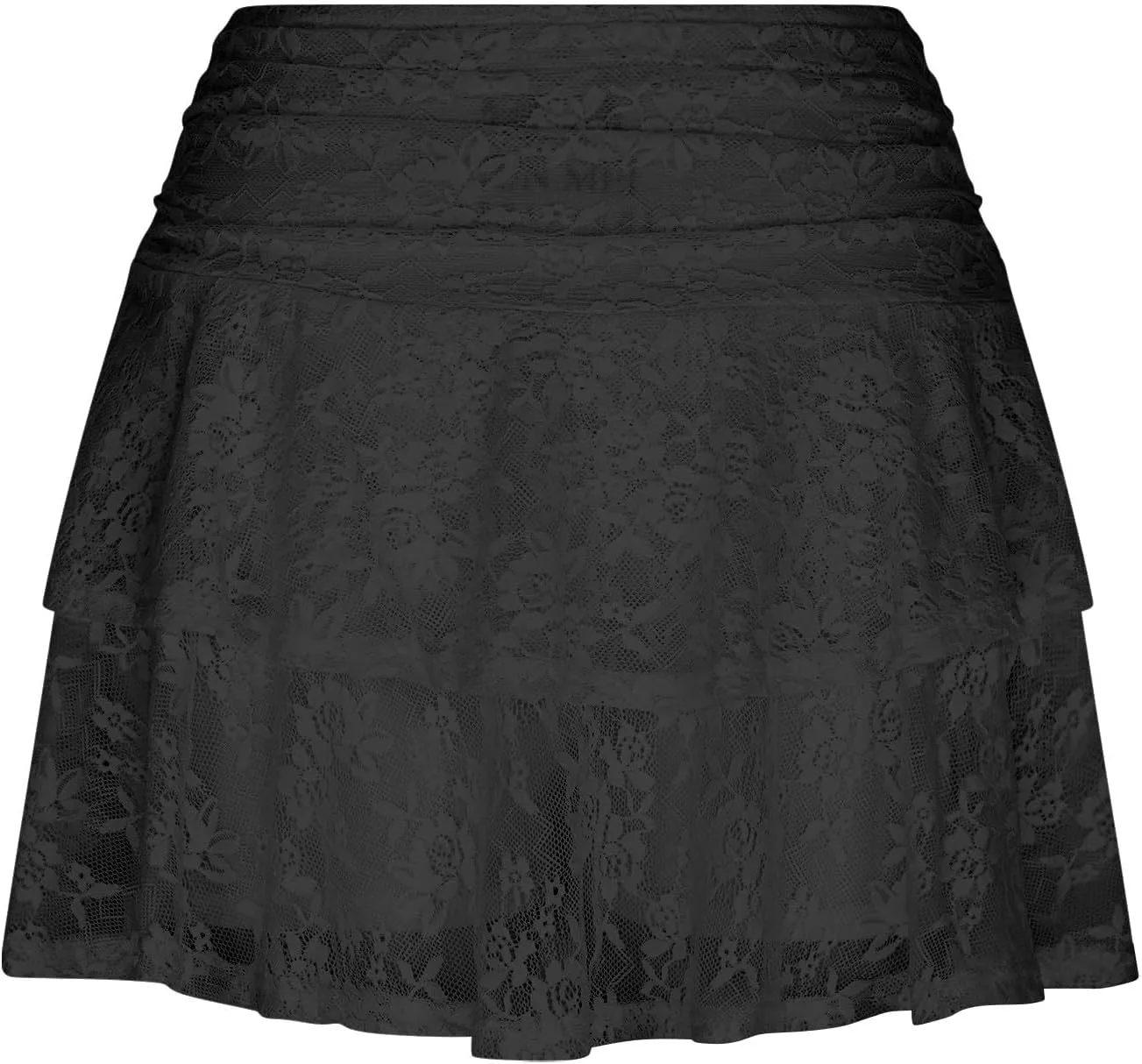 Women's Ruffle Skirts Layered Pure Ruffle Swing Skirt Vintage Lace Short Skirts Cute Flared Hem Skirts Outfits