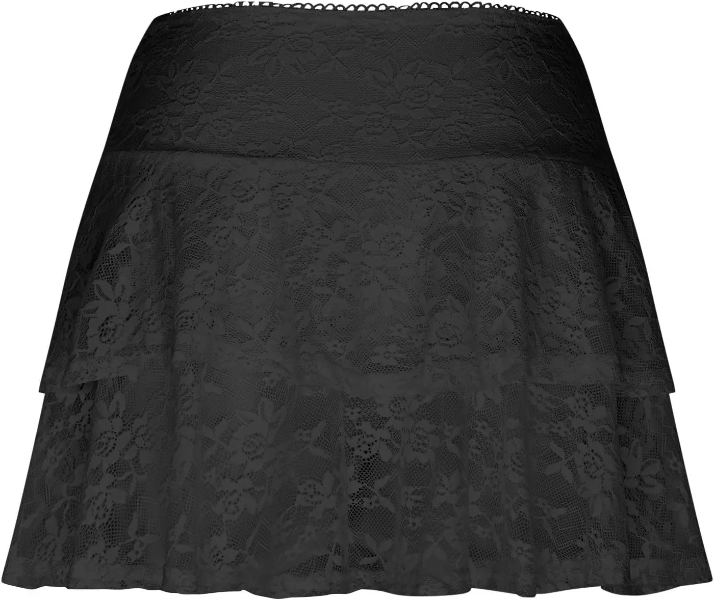 Women's Ruffle Skirts Layered Pure Ruffle Swing Skirt Vintage Lace Short Skirts Cute Flared Hem Skirts Outfits