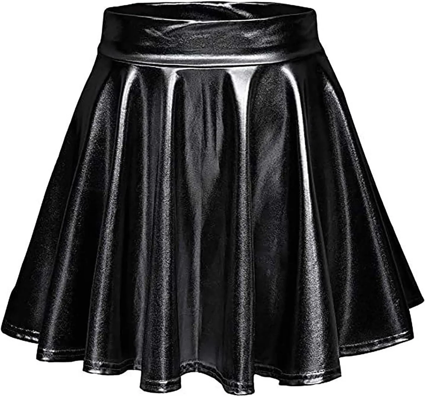 Women's Sexy Faux Leather Pleated Mini Skirt, High Waisted Stage Performance Party Skirt, Outdoor Skate Skirts