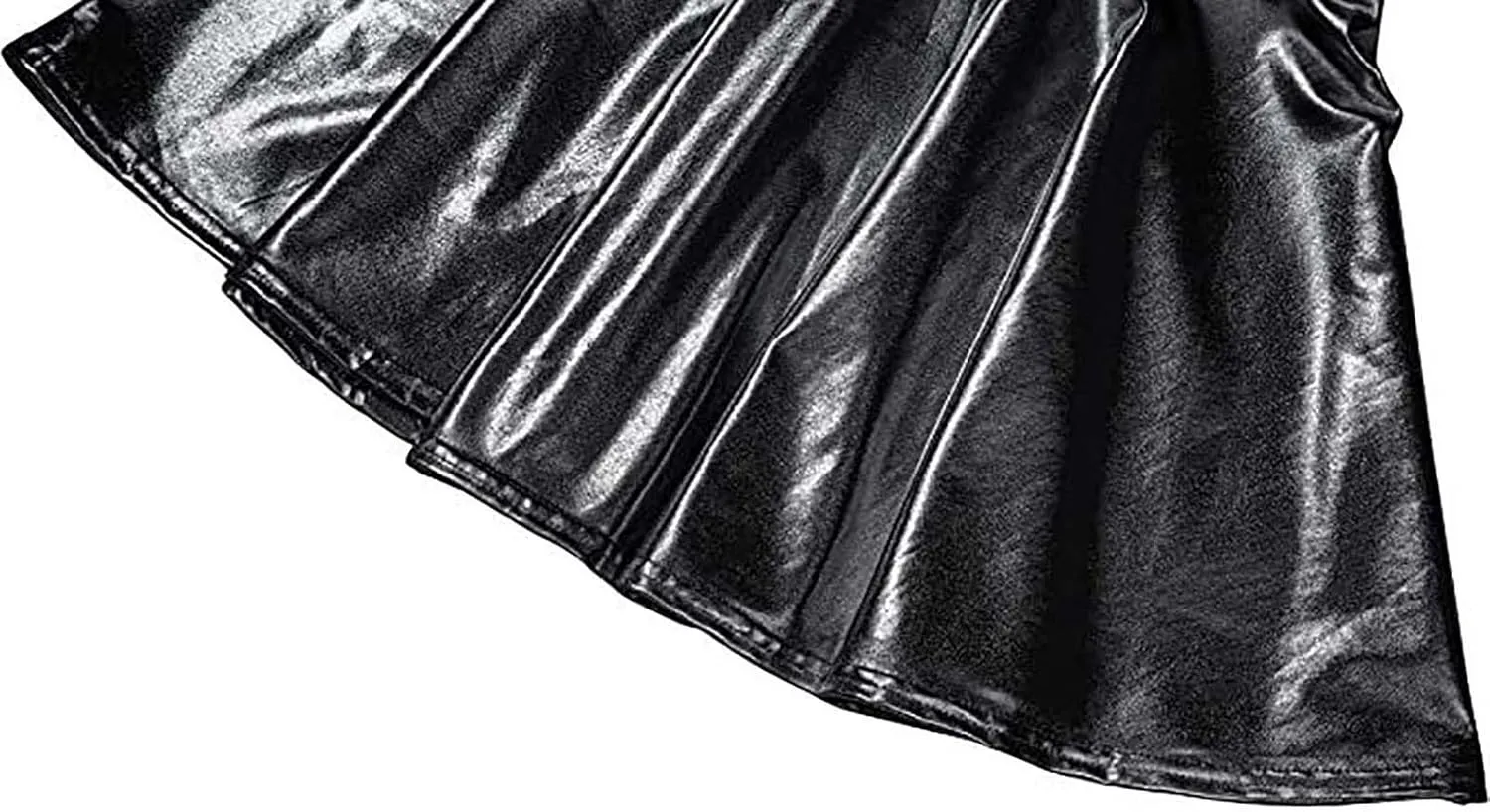 Women's Sexy Faux Leather Pleated Mini Skirt, High Waisted Stage Performance Party Skirt, Outdoor Skate Skirts