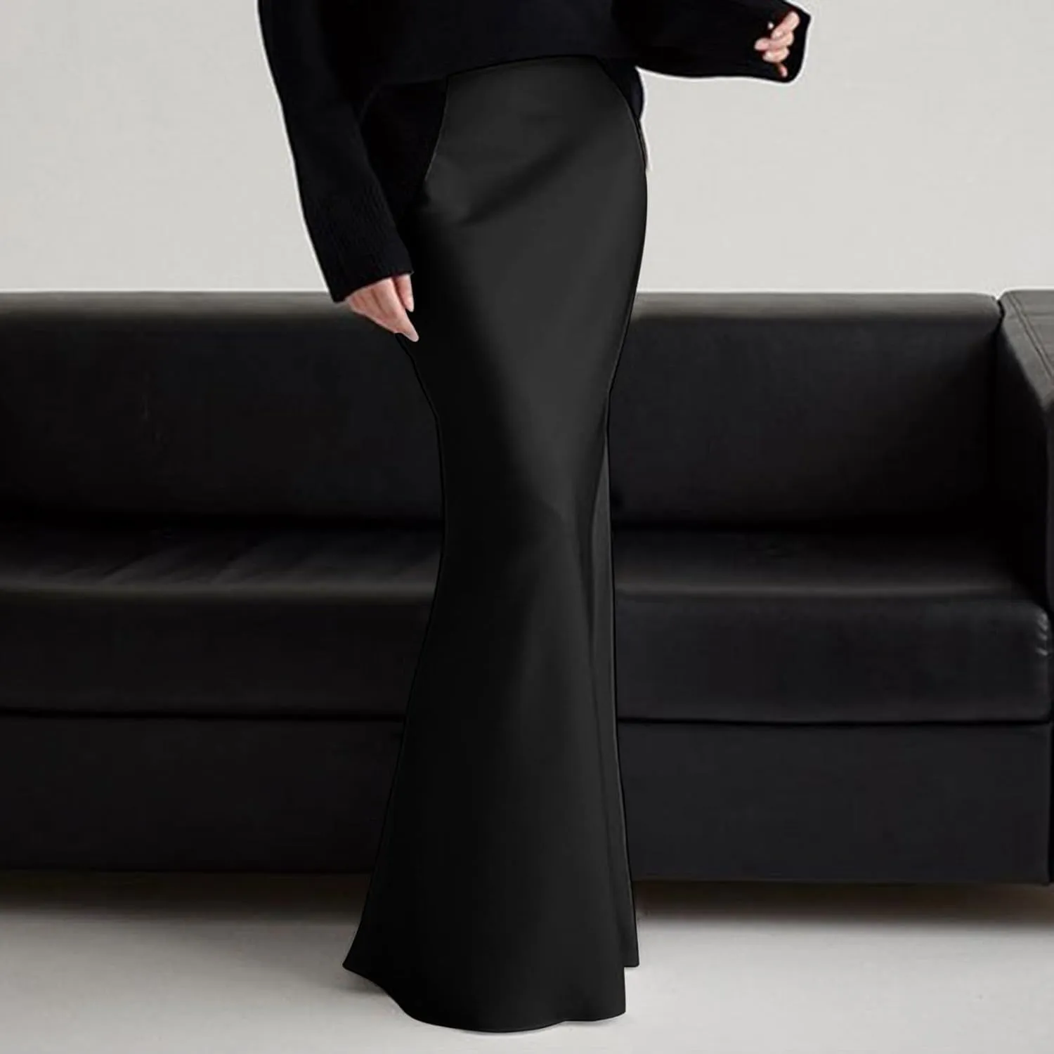 Womens Skirt Silk Satin High Waist Mermaid Maxi Skirt for Cocktail Parties, Weddings, and Formal Events