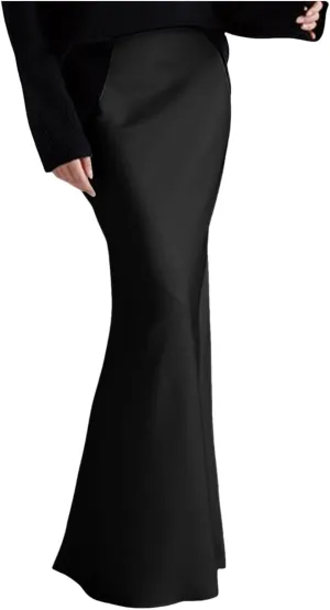 Womens Skirt Silk Satin High Waist Mermaid Maxi Skirt for Cocktail Parties, Weddings, and Formal Events