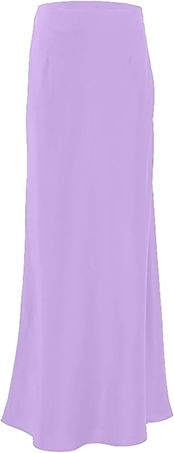 Women's Solid Color Satin Ice Silk Midi Skirt Casual Commute Long Pencil Skirt Bodycon Skirt Jean Mini Skirt