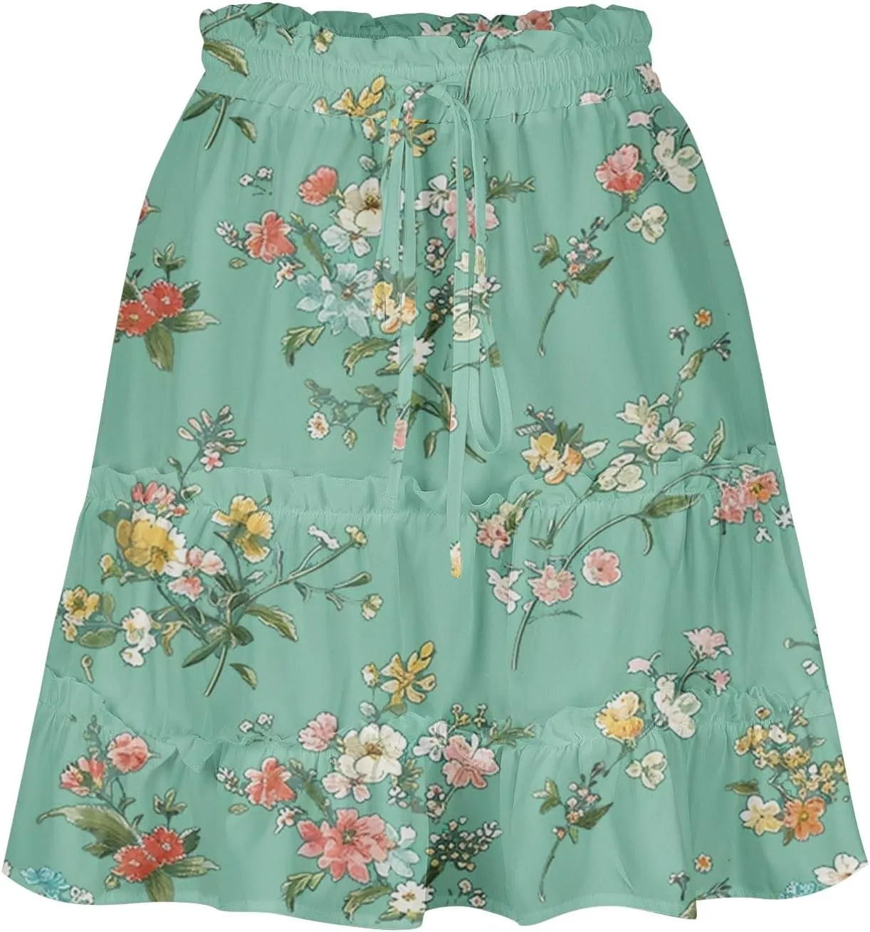 Womens Summer 2024 Tulle Long Skirts Irregular Hem High Waist Skirt Pleated Printed Mesh Midi Skirts for Ladies