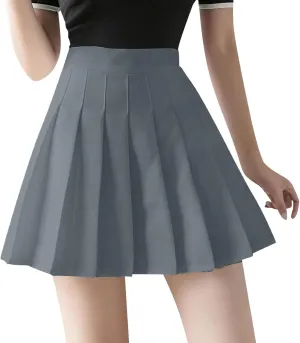 Women's Summer Athletic Loose Trendy Elastic High Waist Solid Color Yoga Fitness Tennis Skirts 2025 Inner Shorts, XS-3XL