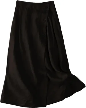 Women's Summer Casual Loose Trendy Elastic Waist Solid Flowy Long Maxi Sun Beach Linen Skirts, M-2XL