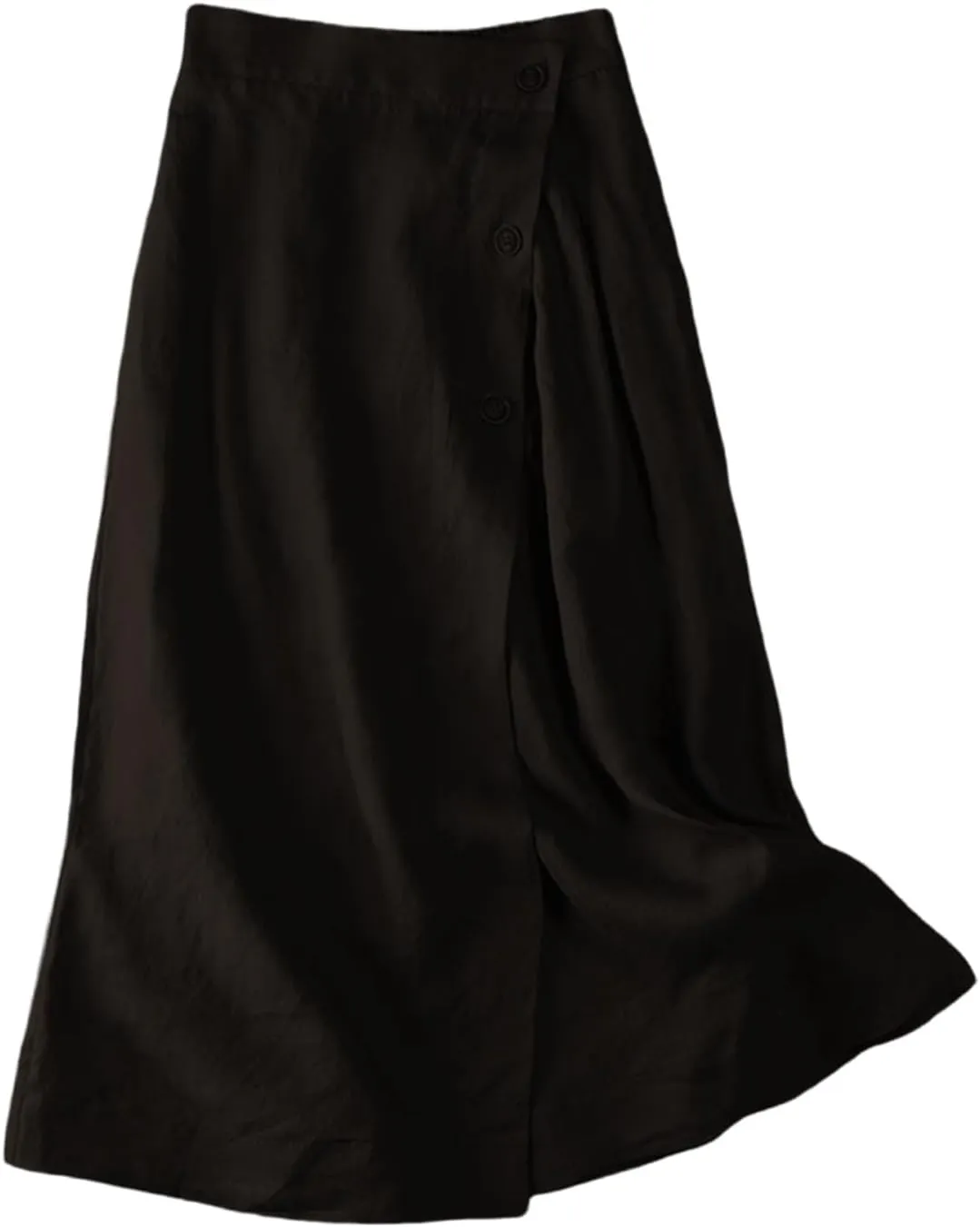 Women's Summer Casual Loose Trendy Elastic Waist Solid Flowy Long Maxi Sun Beach Linen Skirts, M-2XL