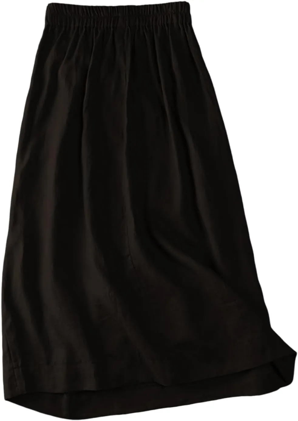 Women's Summer Casual Loose Trendy Elastic Waist Solid Flowy Long Maxi Sun Beach Linen Skirts, M-2XL