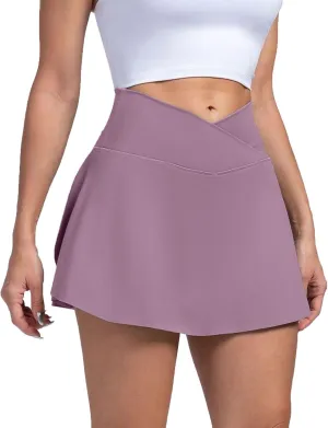 Women's Summer Sports Loose Trendy Quick Dry Elastic High Waist Solid Color Yoga Fitness Tennis Skirts, S-2XL